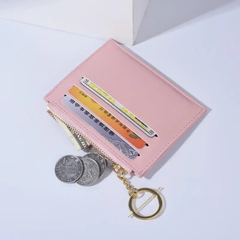 

PU Leather Small Wallet Women Luxury Mini Wallet Female Short Coin Zipper Purse Credit Card Holder Contrast Stitching Purse