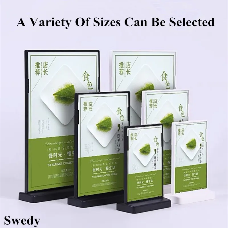 A6 T Shape Double Sided Table Top Acrylic Sign Holder Display Stand, Plastic Photo Picture Frame Menu Paper Ad Holder
