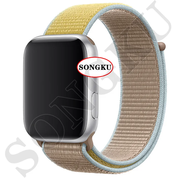 S Nylon Yellow SONGKU IWO 12 часы серии 5 1:1 умные часы 40 мм 44 мм Bluetooth часы для apple iPhone Siri Android телефон цветной ремешок - Цвет: S Nylon Yellow