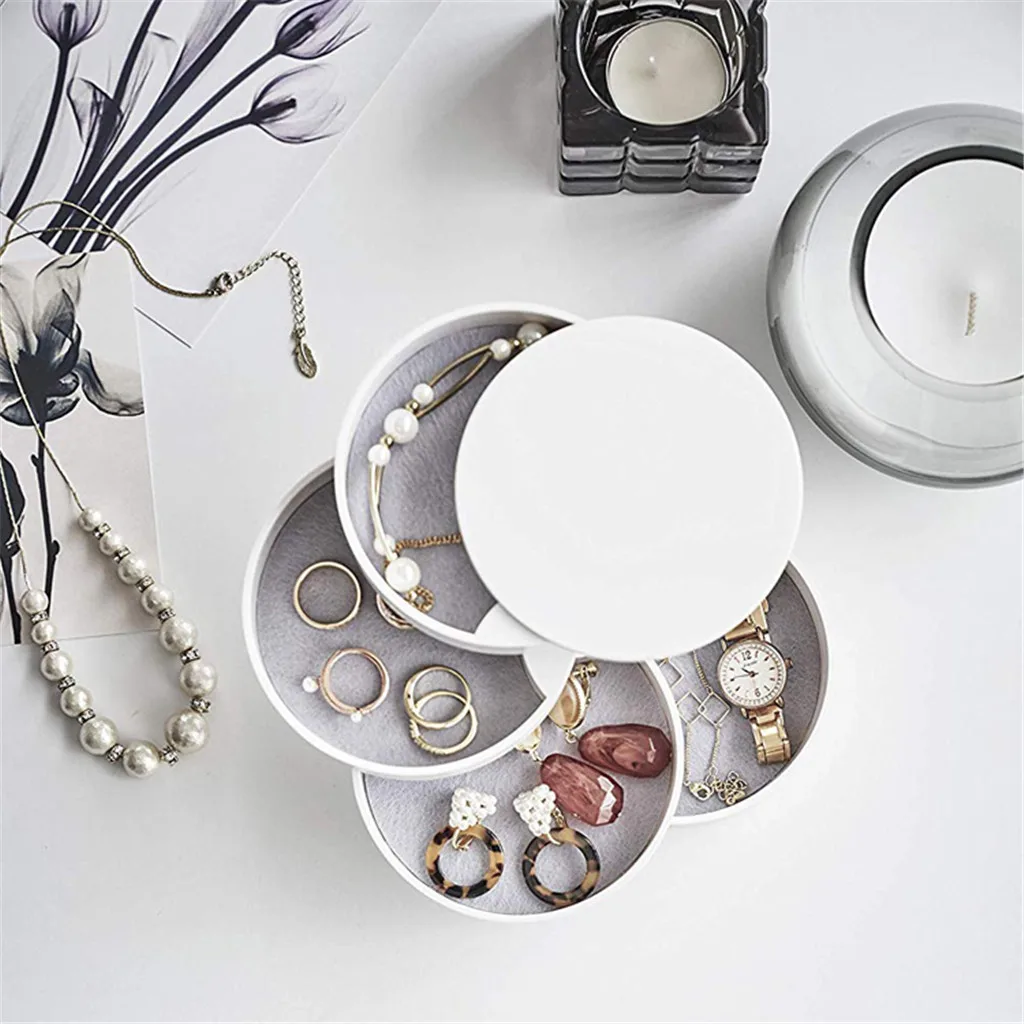 D Fashion Jewelry Storage Box New Design 4-Layer Rotatable Accessory with Lid Birthday Gift for women | Дом и сад