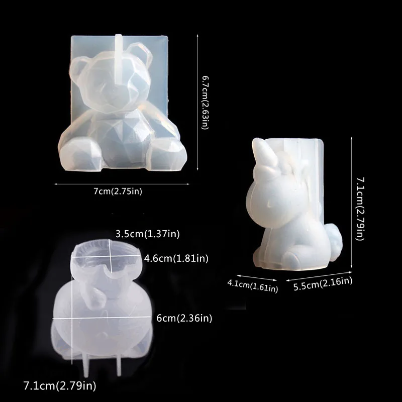 

3D Silicone Mold DIY Geometry Stereo Bear Deer Cat Animal Mold Ornament Mold Cake Decoration Tools
