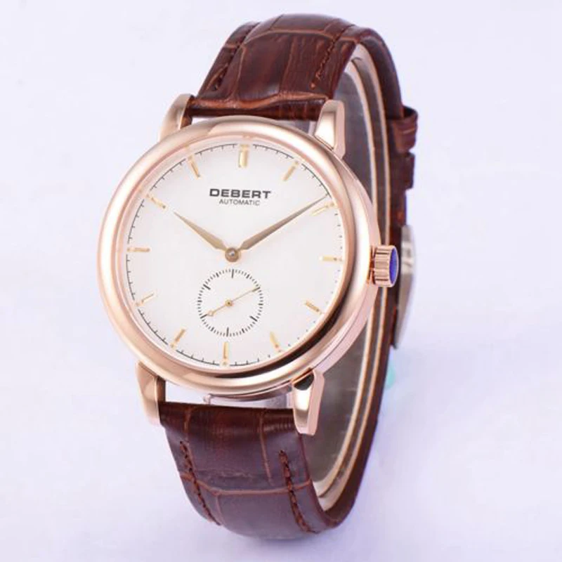 Debert40 мм белый циферблат синие руки сапфир кожаный ремешок стальной Чехол мужские