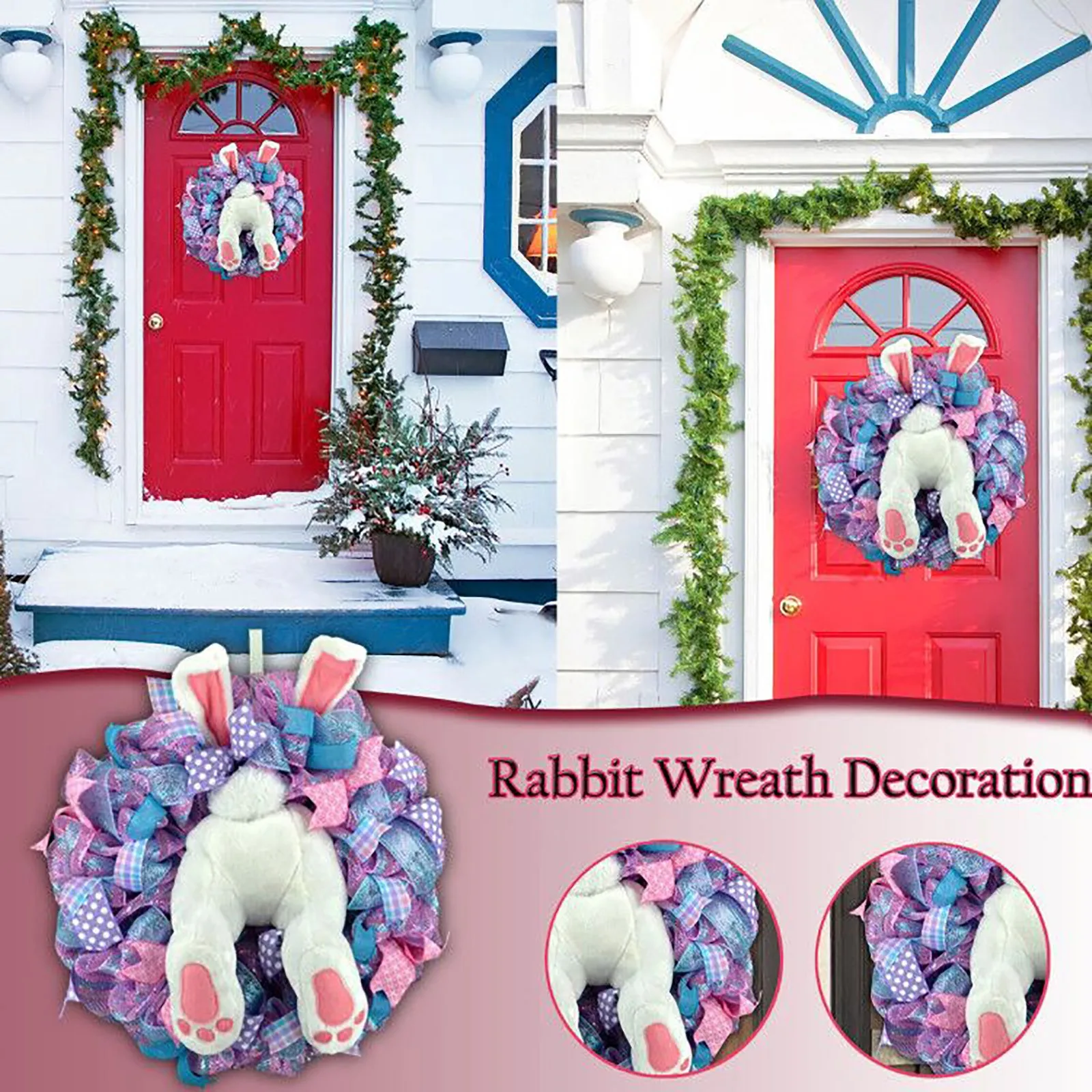 

Easter Decoration Ornaments DIY Easter Thief Bunny Butt With Ears Wreath Door Wall Hanging Home Cartoon Decoration Ornaments C19