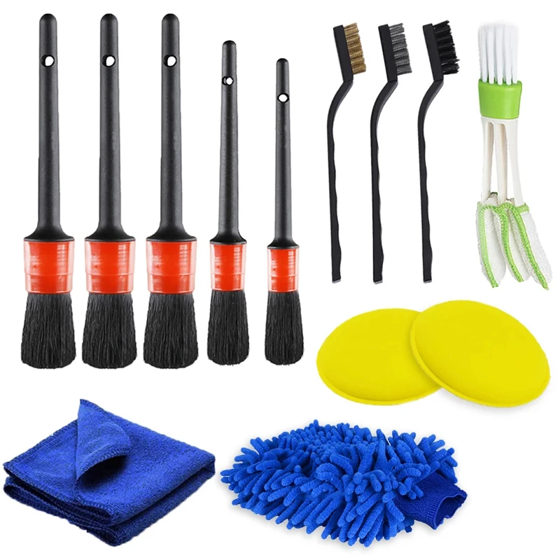 

UNTIOR Car Interior Detailing Brush Set Drill brush Dirt Dust Clean For Car Motorcycle Interior Exterior Leather Air Vents Clean