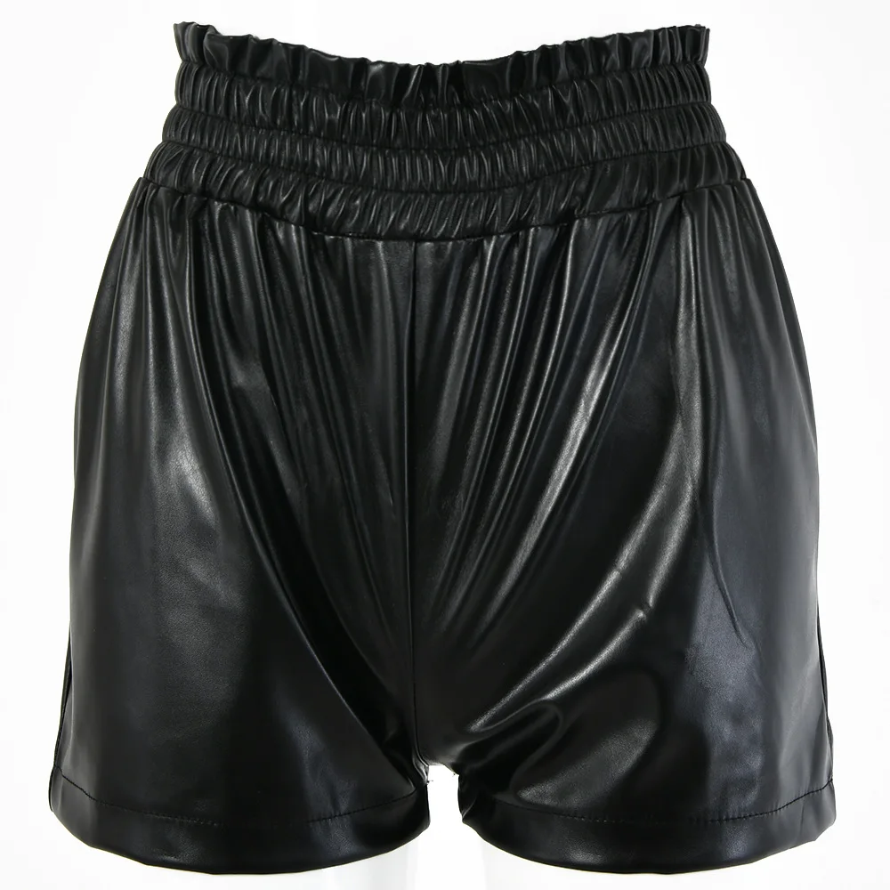 

Top selling new leather pants in early spring of 2021 sexy women's wear high waist loose hips wide leg shorts