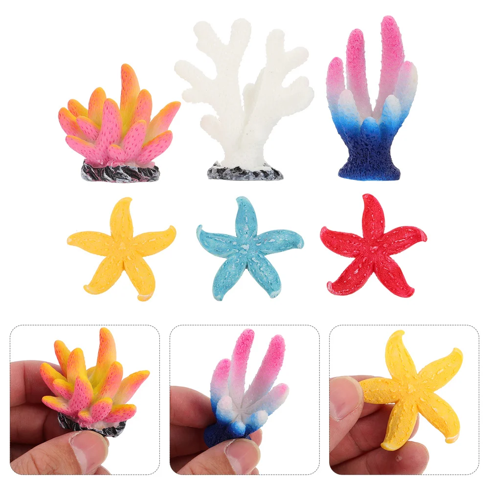 

6pcs Aquarium Landscape Coral Ornament Fish Tank Adornment (Assorted Color)