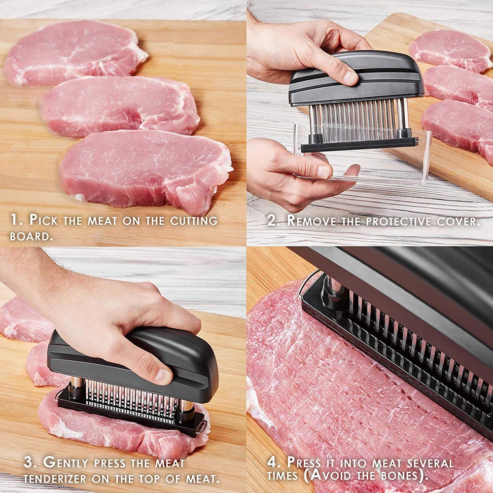 

Stainless Steel Meat Hammer Pin Tender Needle Kitchen Steak Tenderizer Tool for BBQ
