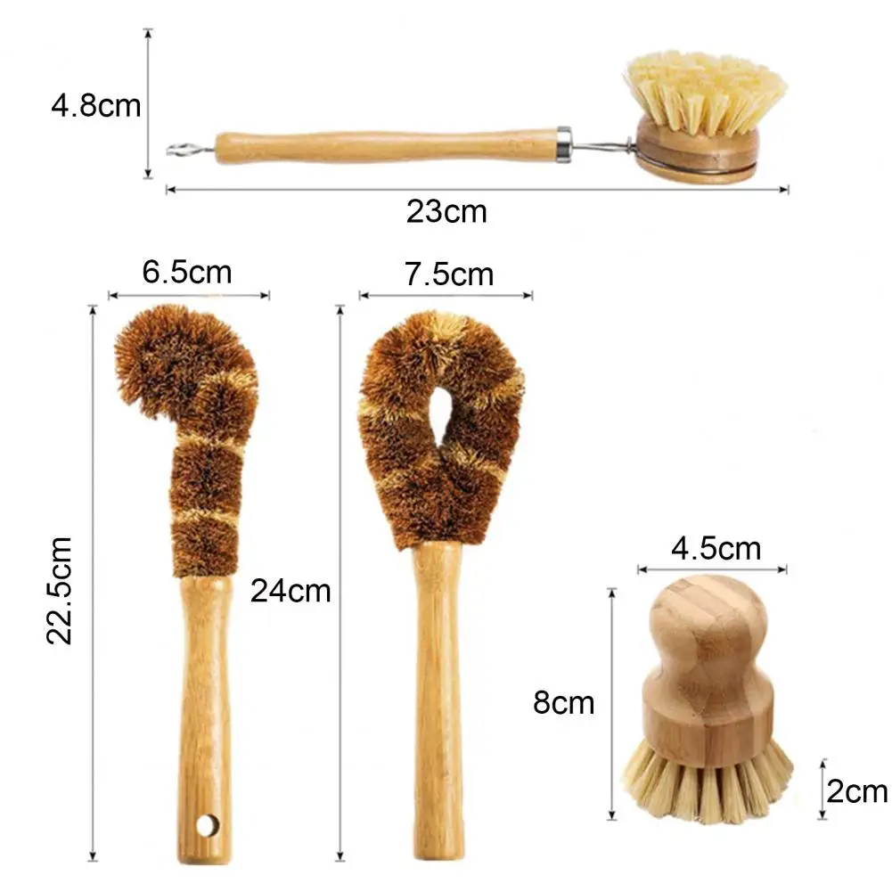 

4Pcs/1 Set Cleaning Brushes Long Handle Comfortable Grip Lightweight Pan Cleaning Brush for Kitchen Supply Cleaning Tools