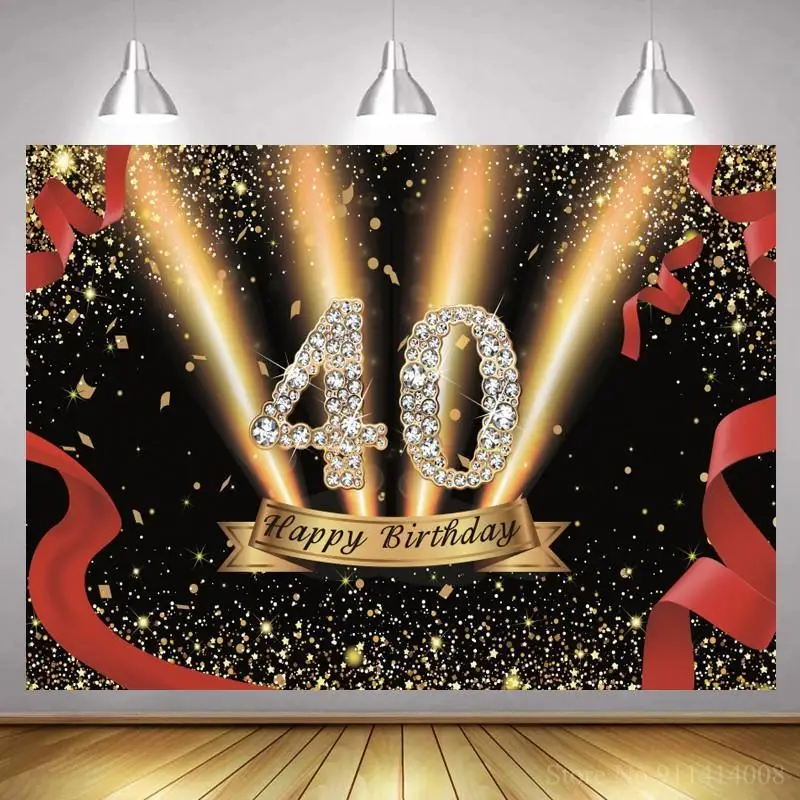 

Блестящий праздничный баннер на 40-й день рождения, виниловый постер для фото женщин и взрослых, для ужина, вечеринки, вина
