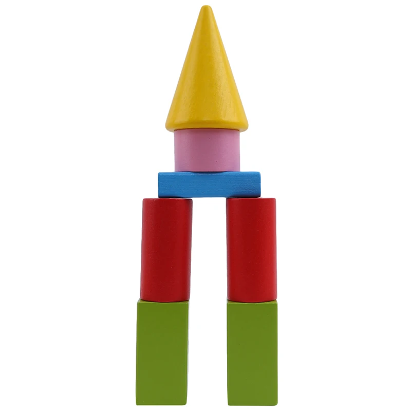

Colorful Wooden Stacking Up Building Blocks Early Childhood Education Cognitive Geometry Toys Children Wooden Building Block