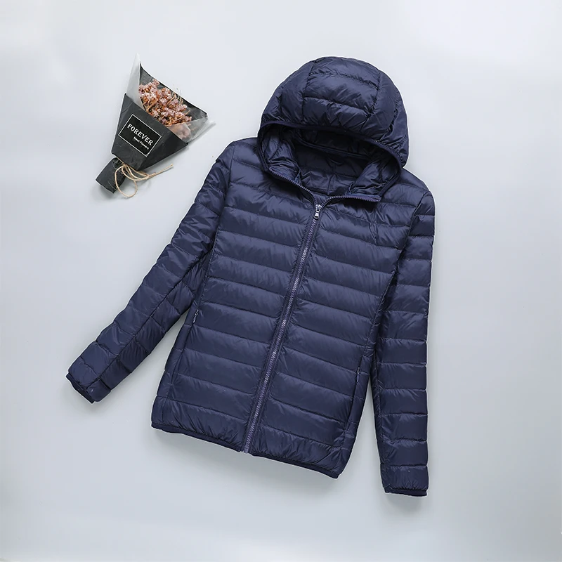 Женский ультралегкий тонкий пуховик большого размера Осень-зима 2020 облегающее