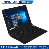 ultraslim intel j3455 cpu laptop 11 6inch 1 5ghz quad core laptops computer 8g ddr41tb m 2 ssd windows 10 notebook pc portable