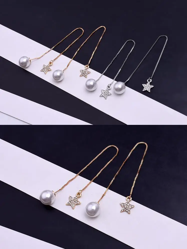 Корейская версия темпераментных жемчужных сережек простые серьги в форме звезды