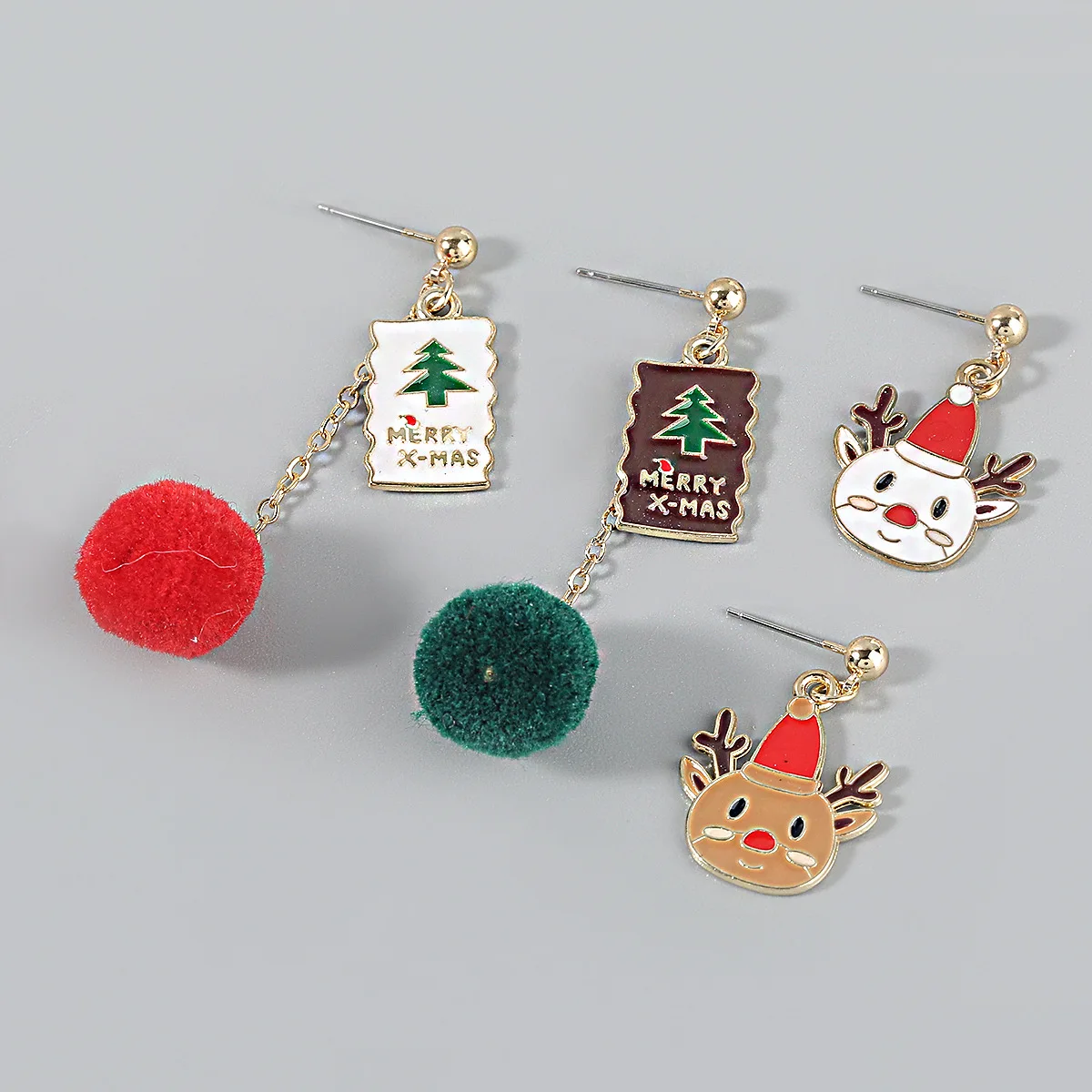 

2021 Christmas Party Dangle Earrings Cute Alloy Elk Hairball Statement Drop Earring For Women Girls Jewelry Gift aretes de mujer