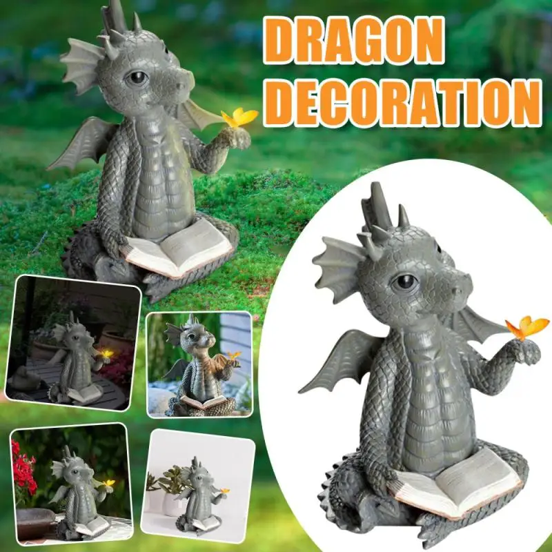 

Dragon Dinosaur Shaped Meditation Sculpture Resin Home Desk Dragon Meditated Statue Model Garden Outdoor Courtyard Decoration