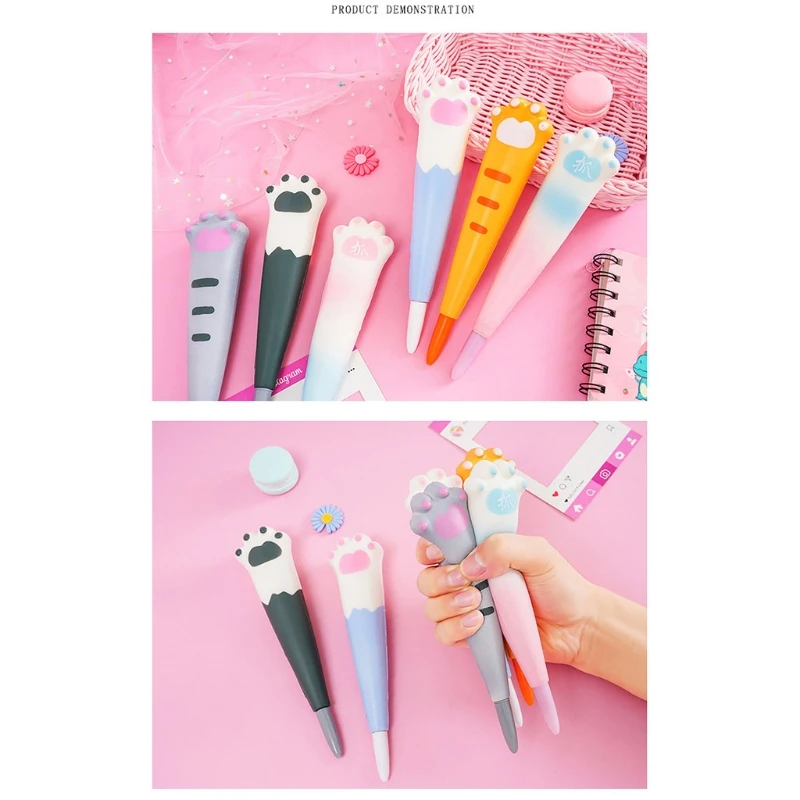 Креативная гелевая ручка в форме лапы розового котенка новинка канцелярские