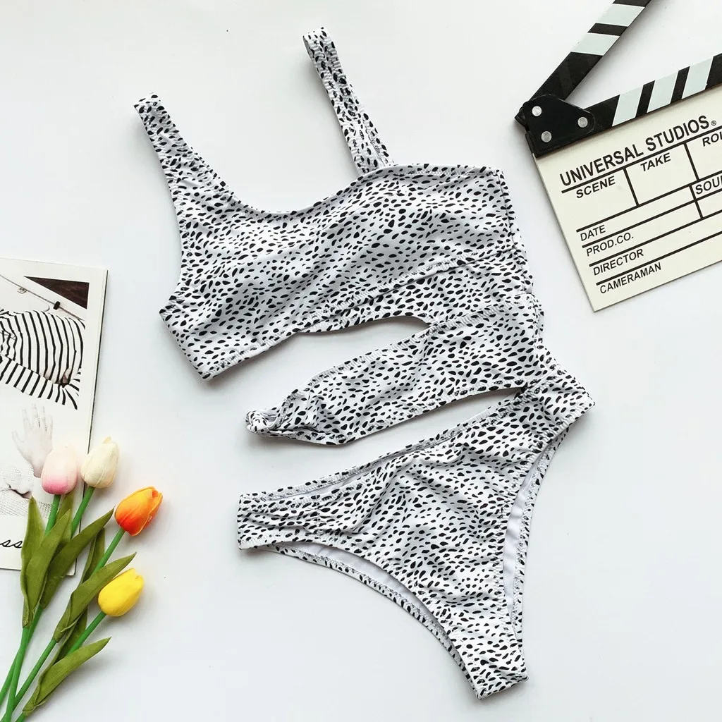 

Women Ladies Square Collar Padded Push Up Leopard print Bandage Bikini Push-up Padded Bra Swimsuit Bathing 2pcs Set Swimwear