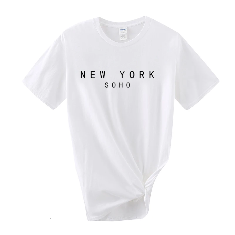 Женские футболки с надписью New York Soho хлопковая Повседневная забавная футболка
