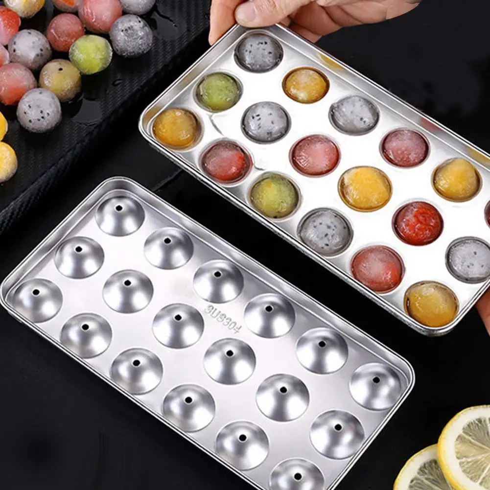 

Round Ice Ball Maker Summer Stainless Steel Ice Mold Tray Easy Demoulding Odorless No Impurity Deep Cleaning For Home Bar