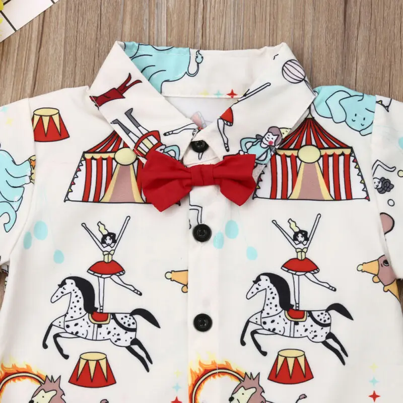 

US Gentleman Infant Baby Boy Clothes Cartoon Short Sleeve Tops Shorts Outfit Set