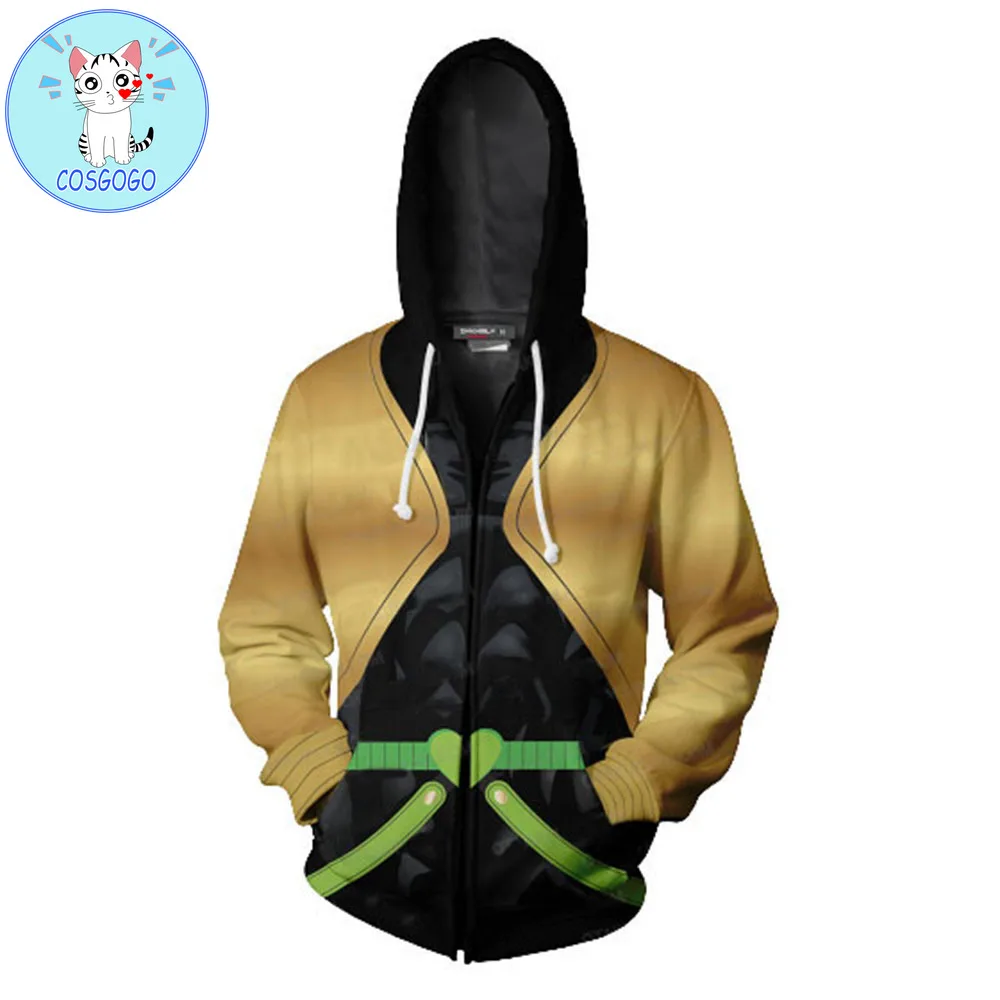 

COSGOGO Anime Jojo Bizzare Adventure Cosplay Zipper Hoodie Sweatshirt Wholesale Jojo's Cloth Jacket Mens Halloween Costume Coat