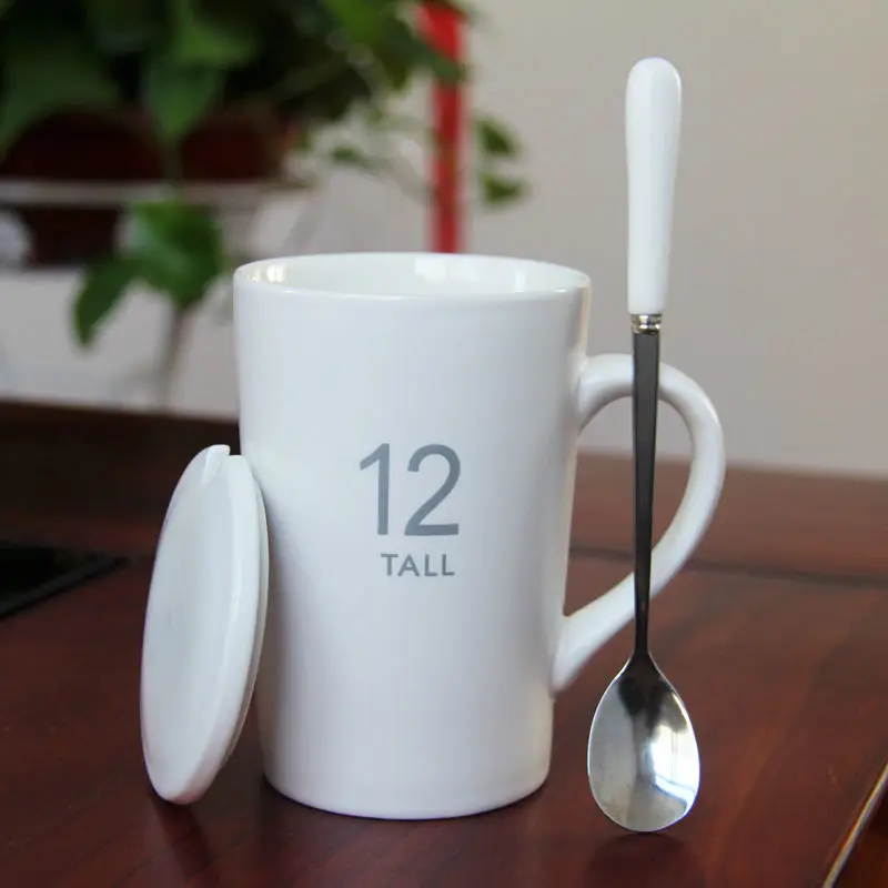 Керамическая чашка с крышкой и ложкой персонализированная офисная кофейная