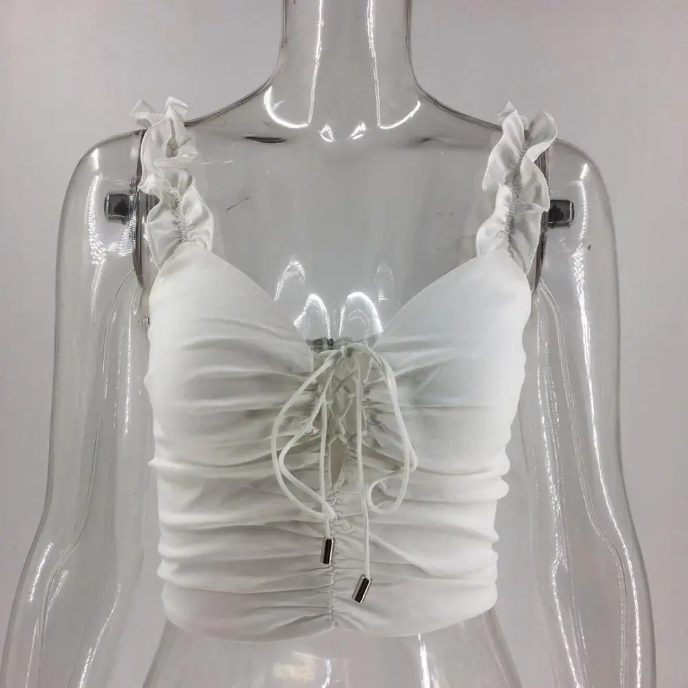 MSXU 2020 Summer New Slim Women Short Sling Outer Wear Hollow Strap Tube Top Design Sense Of Personality Beautiful Back Vest
