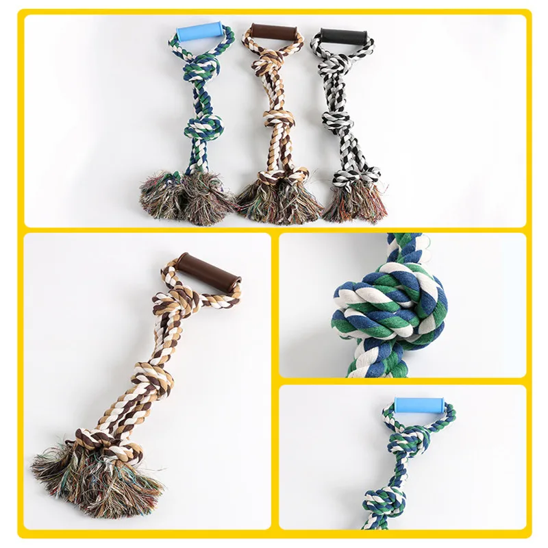 

Large Small Dogs Pet Tug Knot Toy Pet Supplies Clean Teeth Durable Braided Chew Cotton Rope Interactive Pet Molar Training Toys