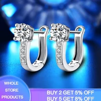 yanhui 2021 new personality u shape 925 silver earrings with cubic zirconia small cute dangle earring for women girl gifts eh040