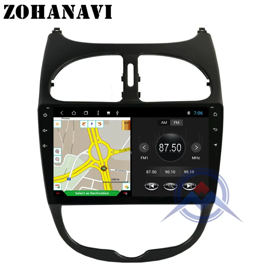 ZOHANAVI 9 дюймов Android 9. 0 Octacore автомобильный стерео gps для peugeot 206 Автомобильный