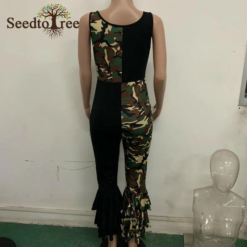 Женские комбинезоны без рукавов с цветными блоками толстым ремешком и оборками