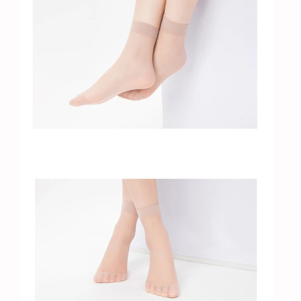 10 Pair Women Socks Elastic Ultra-thin Transparent Short Socks Crystal Socks High Elastic Skin Color Nylon Short Socks Hot Sold