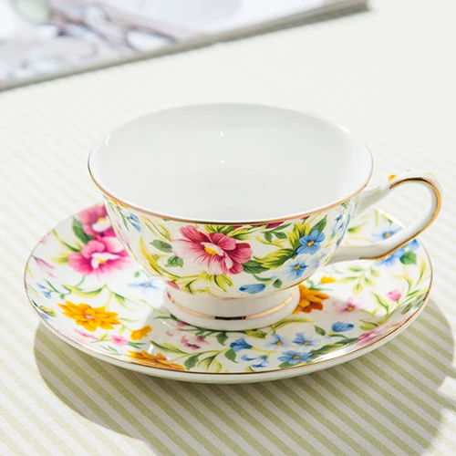 Ceramic Afternoon Black Tea Cups And Saucers Bone China Coffee Cup With Tray Porcelain Drinkware Set Dropshipping