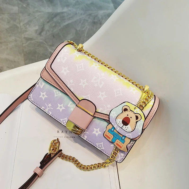 

2021 New Fashion Retro Presbyopia Small Square Bag Wild Lady Rainbow Chain Shoulder Diagonal Bag Purses and Handbags Luxury Sac