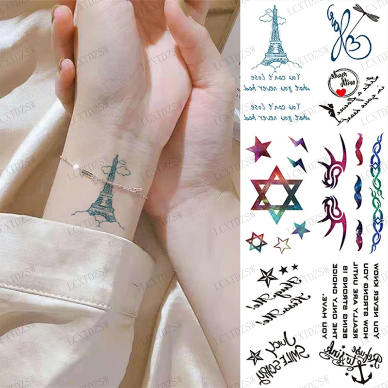

English Letter Waterproof Temporary Tattoo Sticker Men And Women Disposable Decoration Fake Tattoo Henna Decal Human Body Art