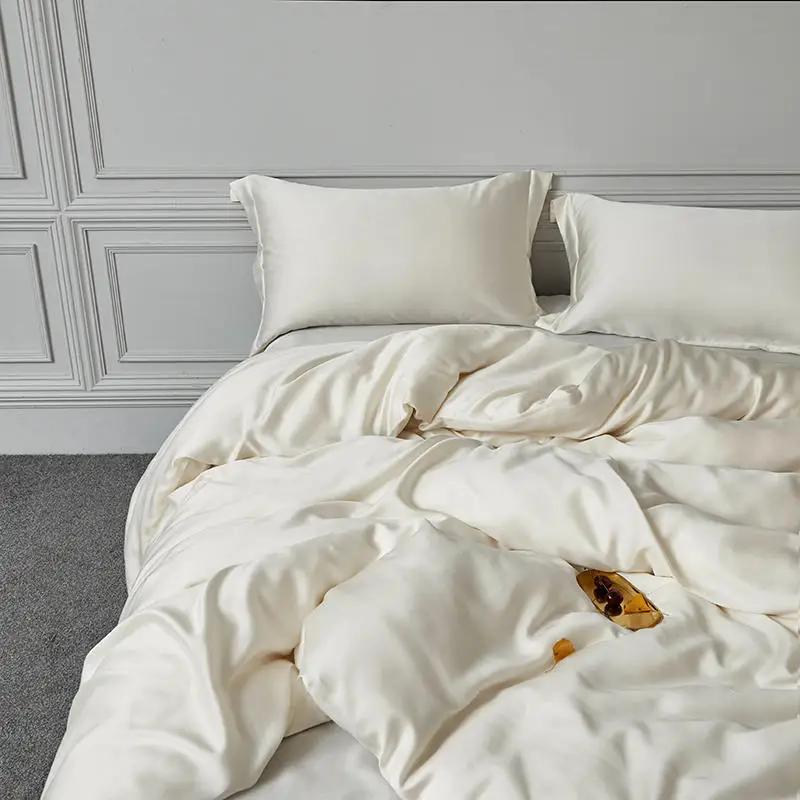 Suaker роскошный комплект постельного белья из 100% шелка белого цвета пододеяльник