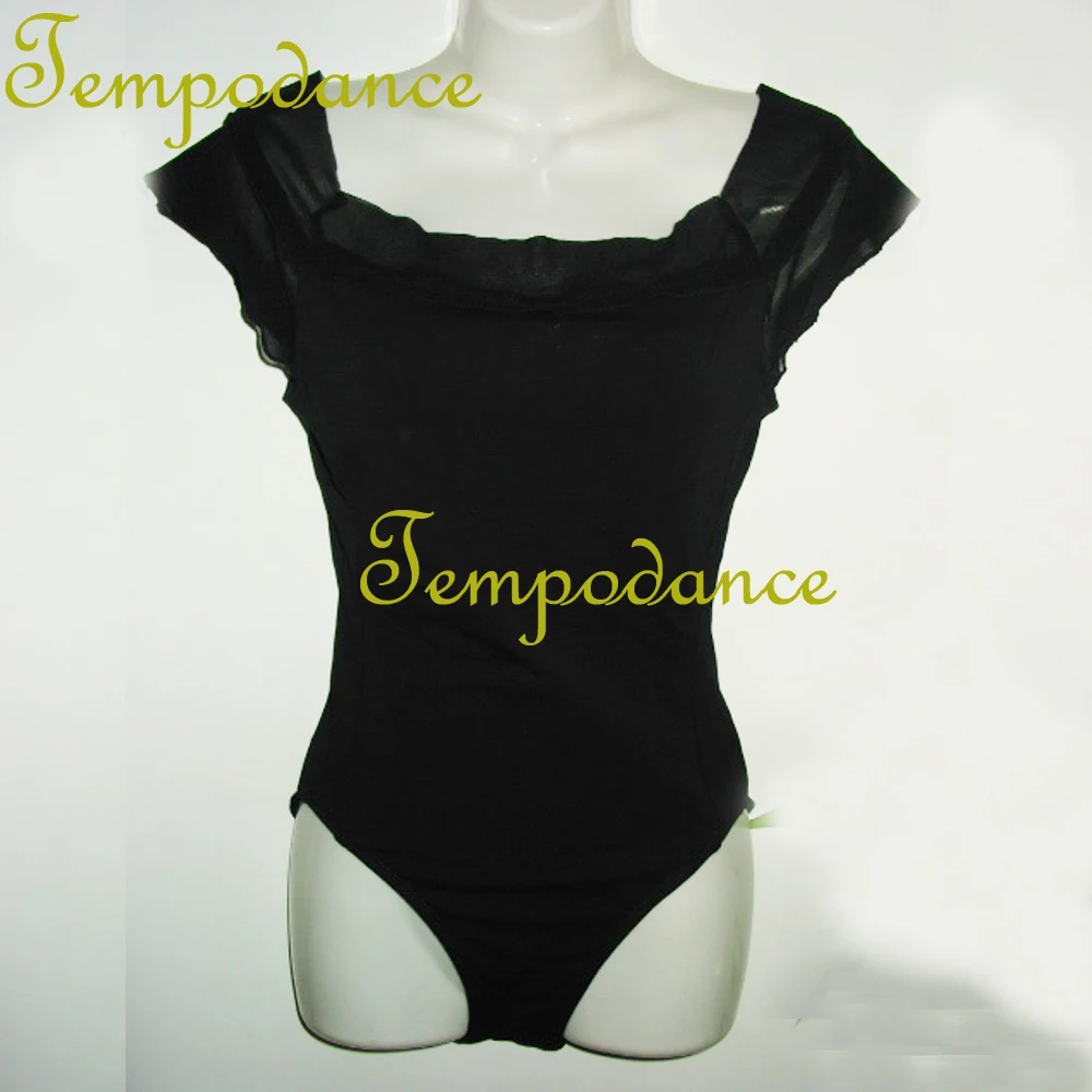 Женский балетный комбинезон гимнастический купальник черного/синего цвета для