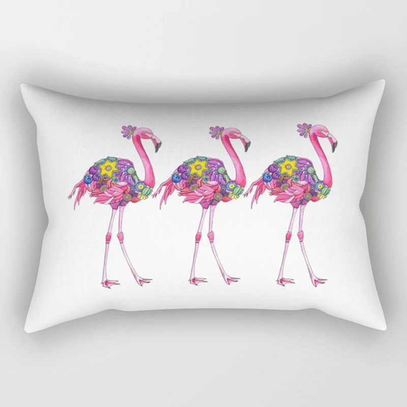 Тропические модные красивые наволочки с принтом Фламинго прямоугольные