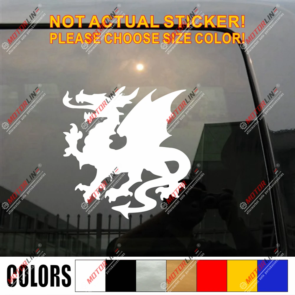 

Белая наклейка с драконом Anglo Saxon, английский виниловый стикер для автомобиля, Размер h