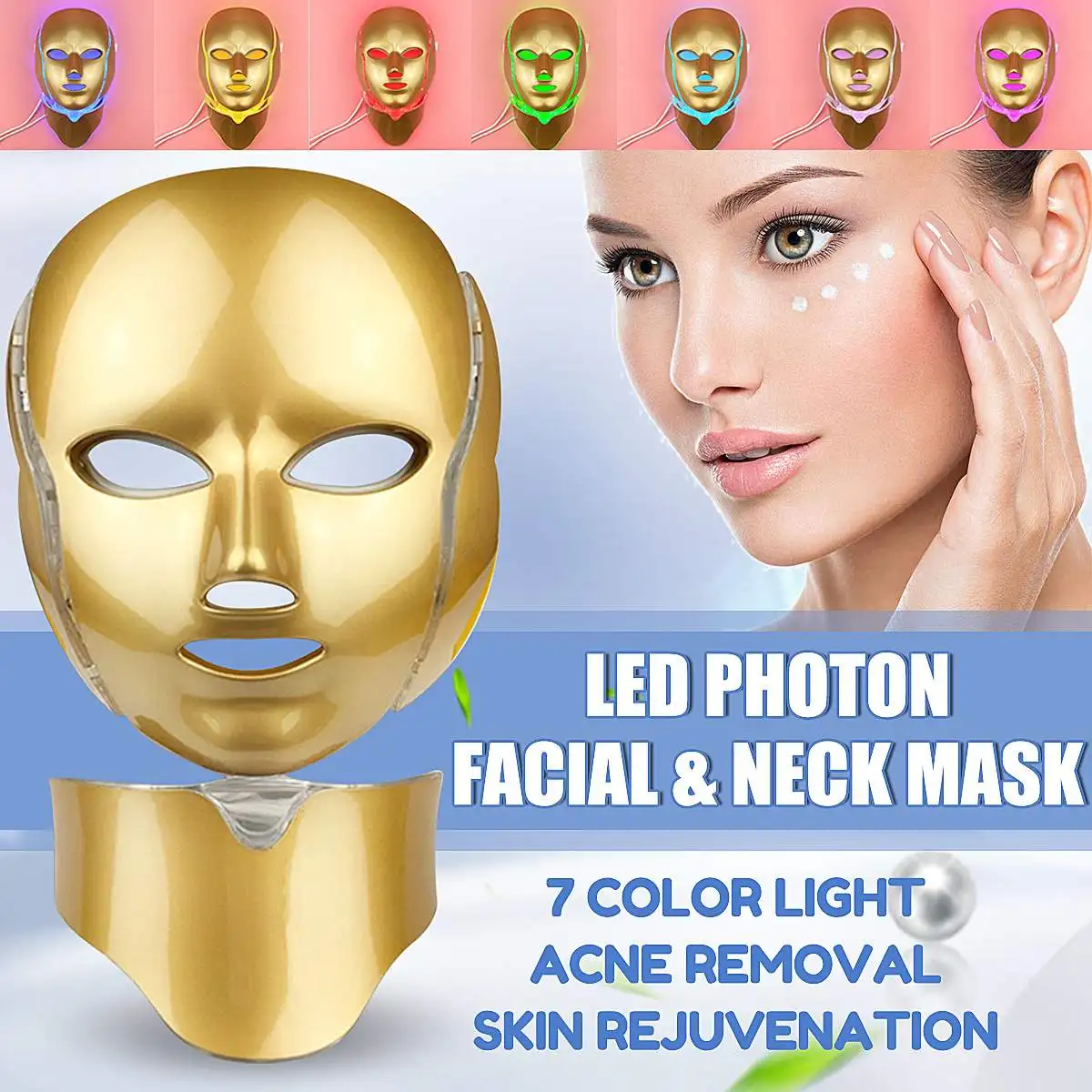 

Update Version 7 Colors Led Facial Mask Led Korean Photon Therapy Face Light Therapy Acne Wrinkle Removal Neck Beauty LED Mask