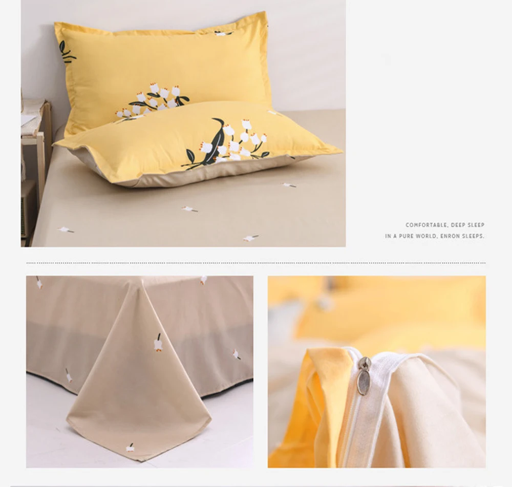 

For Twin Full Queen King Double Single Size Home Textile Cute Animals Plant Printed Cartoon 4pcs Set 100% Cotton Comforter Cover