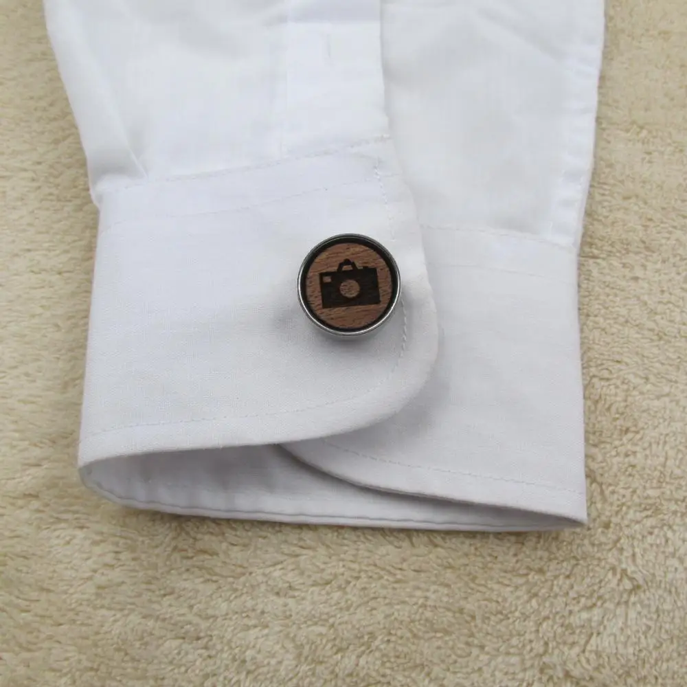 Camera Wood Photographer Cufflinks &amp Tie Clip Wooden Cuff Links Wedding Gifts For Mens Dad Husband | Украшения и аксессуары