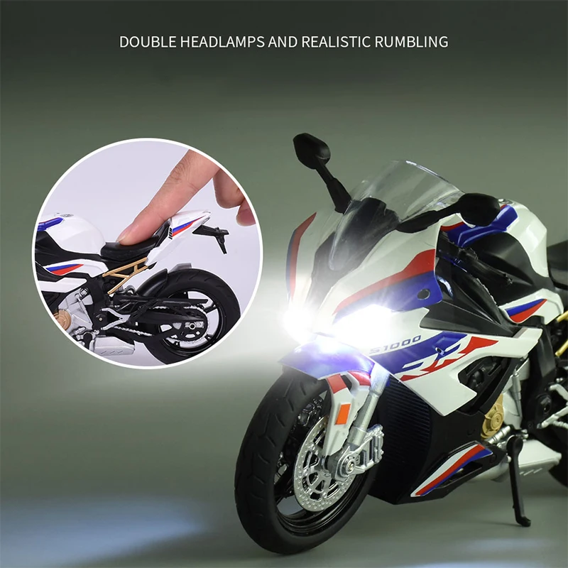 1:12 литая модель мотоцикла Игрушка BM S1000RR Реплика со звуком светильник мальчик