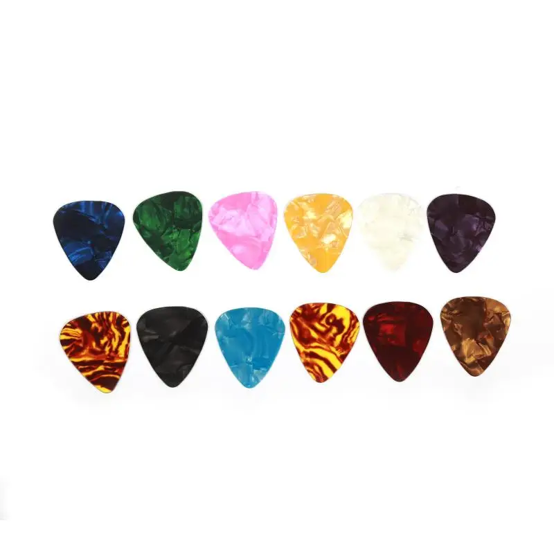 100 stücke celluloid gitarre picks akustische gitarre plektren mix farbe dicke picks plektren folk elektrische gitarre zubehör free global s