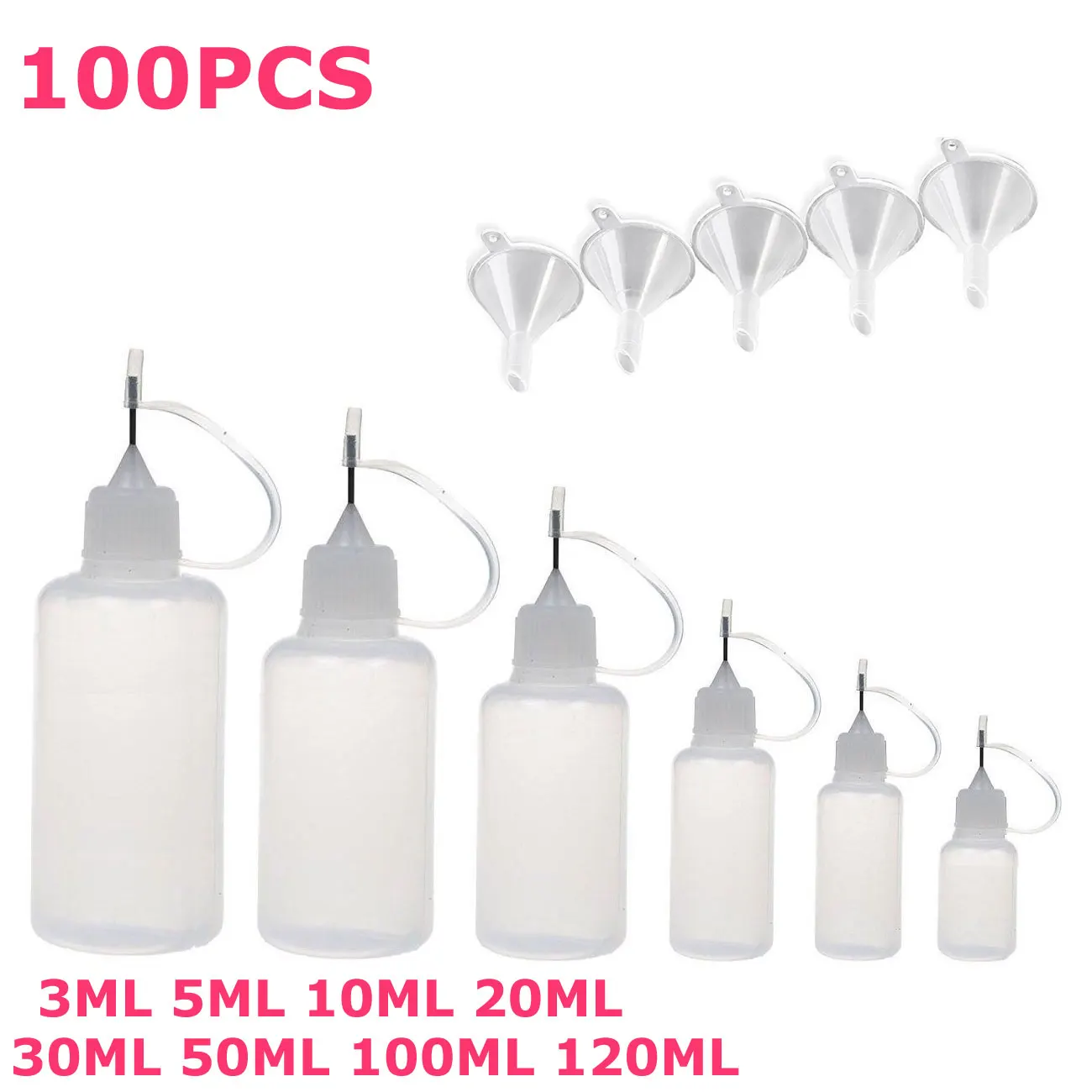 100 шт х 5 мл-120 мл пластиковые пустые сжимаемые бутылки-капельницы клей E жидкости