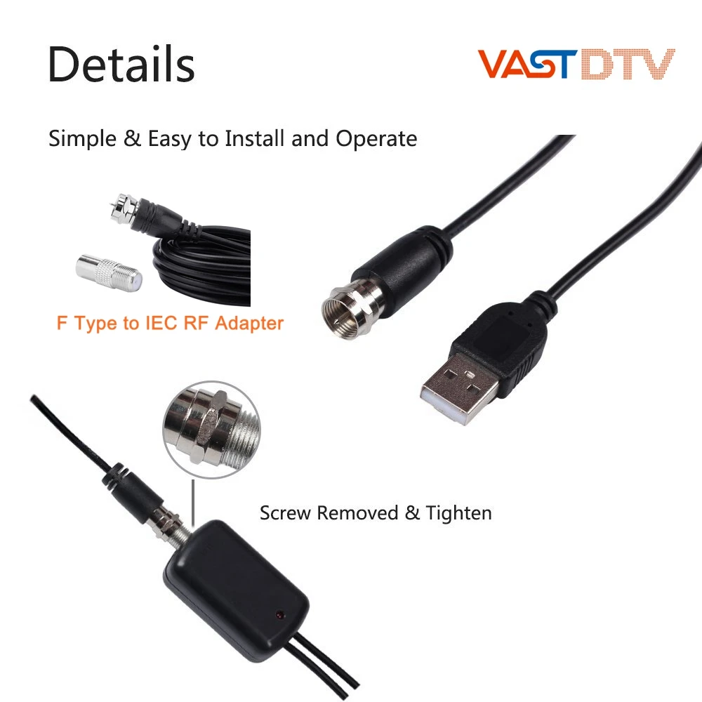 50 км 30 дБи Крытый с высоким коэффициентом усиления Freeview HD цифровая ТВ антенна 1080 P/VHF/UHF и 16.4ft коаксиальный кабель для MyGica ТВ тюнер