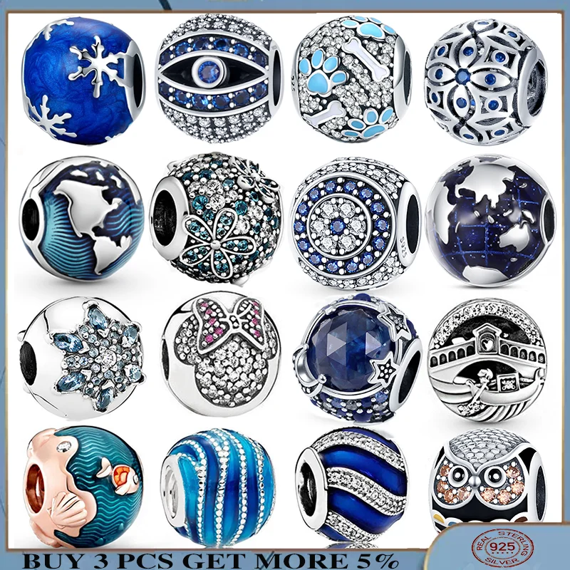 

New 925 Sterling Silver Dazzling Eyes And Owl Round Series Beads Charms Fit Original Pandora Bracelet Woman Making Jewelry DIY