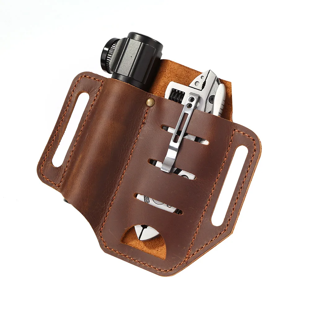 

Portable Leather Storage Pouch Outdoor Camping Hunting Tool Molle Waist Clip Bag for Family Outdoor Camping Accessories