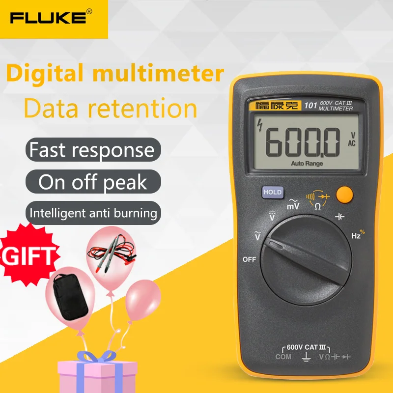 Frete grátis nova fluke 101/101kit/106 ручная Цифровая автоматическая переменная/постоянная