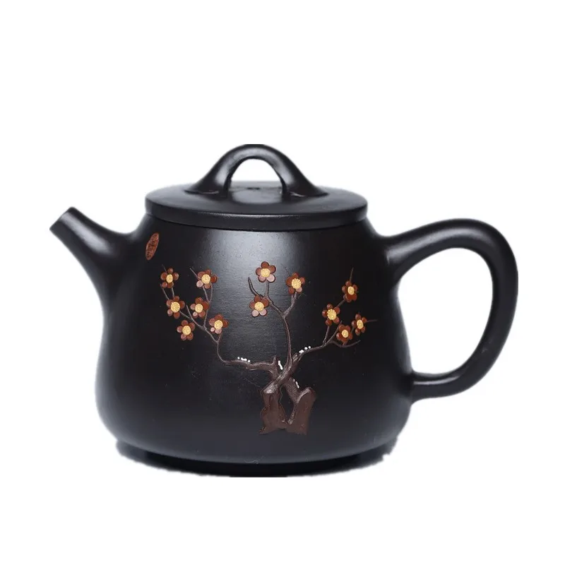 

Yixing purple clay pot gift plum blossom high stone ladle pot tea set